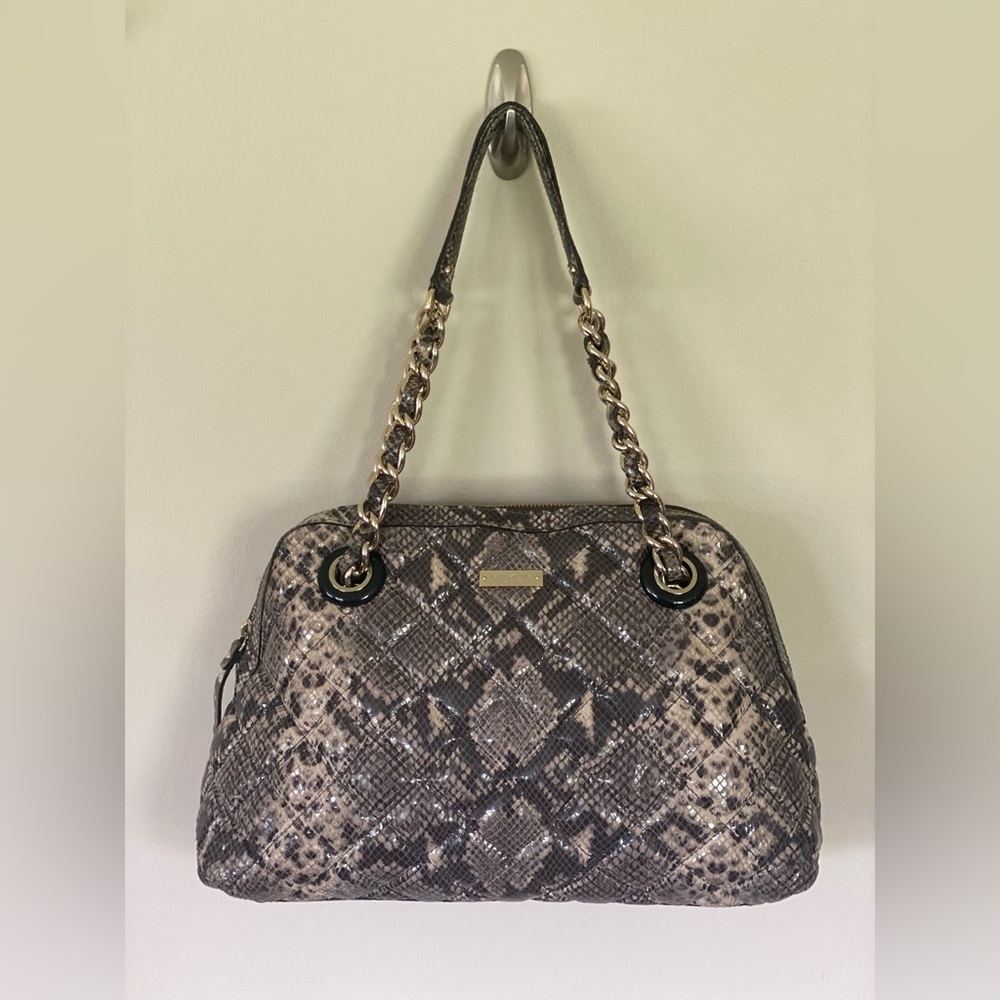 KATE SPADE NY GOLD COAST MARYANNE SNAKE LARGE QUILT LEATHER SHOULDER BAG & COVER